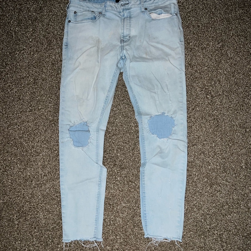 Pacsun Vintage OG Skinny Ripped Style Light Blue Fashion Jeans